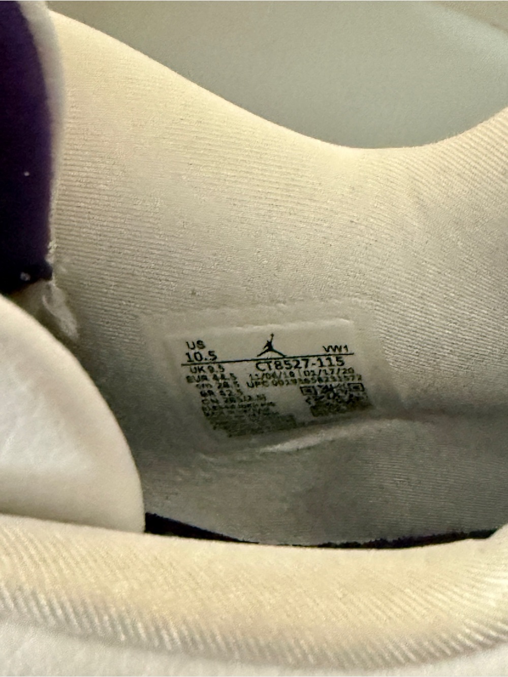 Jordan White Sneakers with Purple Accents - Picture 5 of 5
